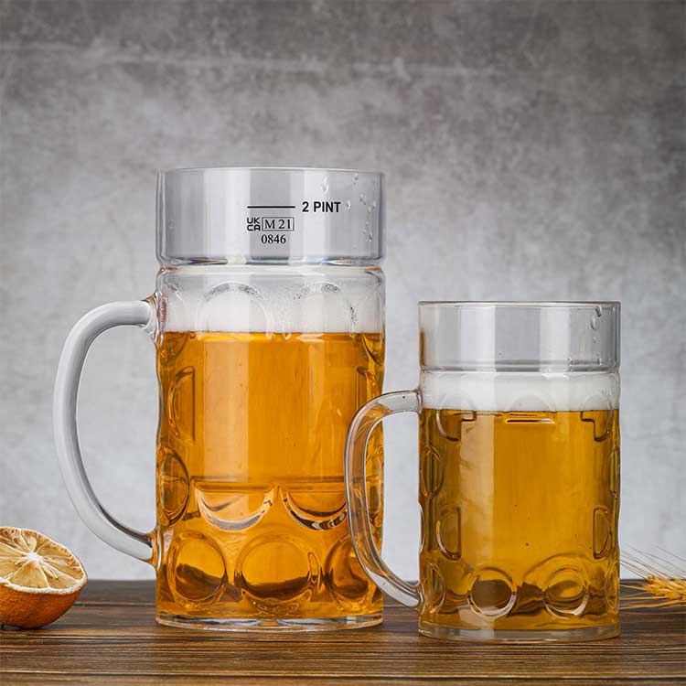 Wholesale reusable clear 150ml 550ml plastic beer mug with handle bulk