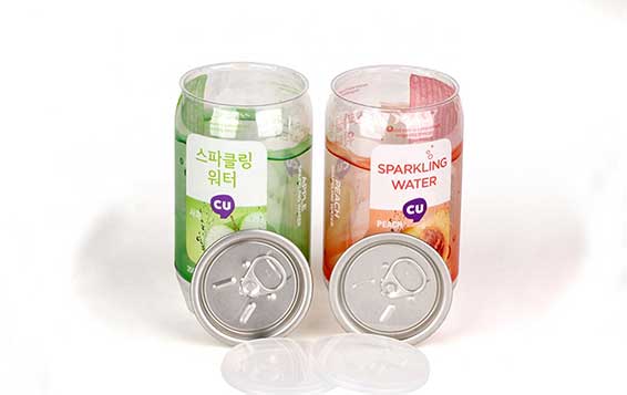 Wholesale food grade cheap transparent pet 500ml plastic drink can with metal easy open ends