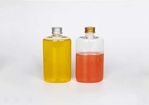 Wholesale PET clear 300ml 500ml plastic flask bottles for juice for coffee