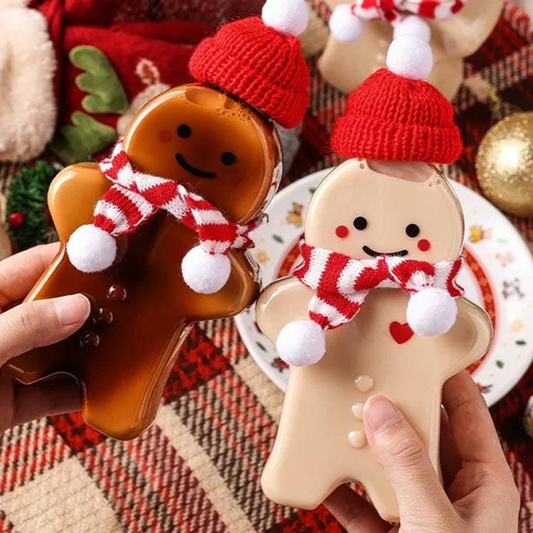 1pc 500ml Transparent Christmas Gingerbread Man Plastic Bottle, For Milk  Tea, Juice, And Other Beverages, With Thickened Cover And Seal