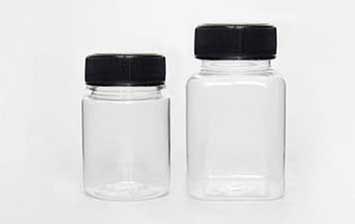 Wide mouth small empty squared and round PET plastic jam jars with lids for food