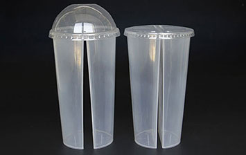 wholesale PP Two Compartment Split cup Bubble Tea Drink Twin Cup