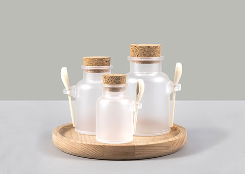 Empty corked mini bath salt jars with spoon from china supplier