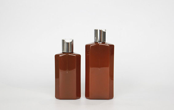 Square flat 300ml amber empty plastic lotion bottles with flip cap