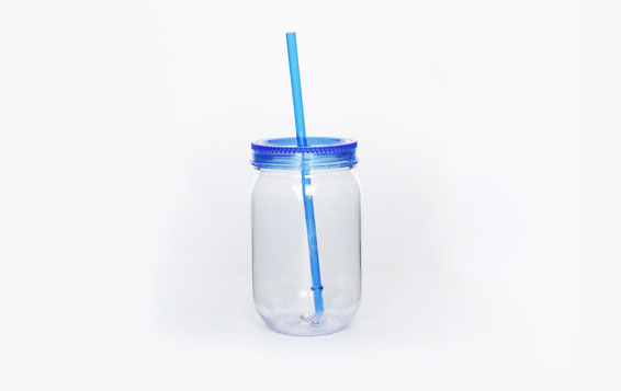 Food grade plastic mason jars bpa free for juice beverage with lids and straws