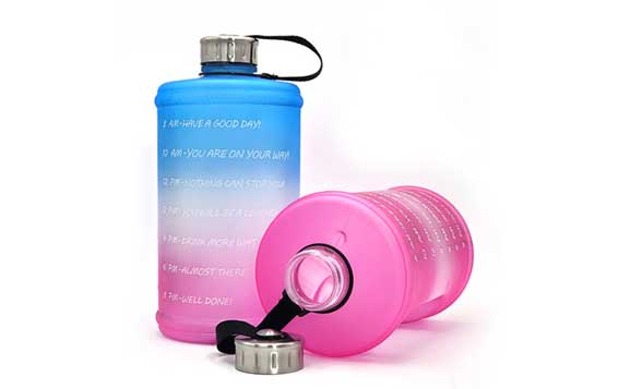 Leakproof BPA free reusable 3.8L motivational time marker plastic water bottles for Fitness, Gym and