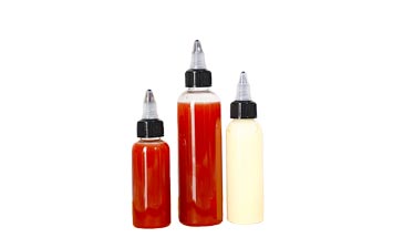 Clear 50ml 60ml 100ml boston round plastic sauce bottles wholesale