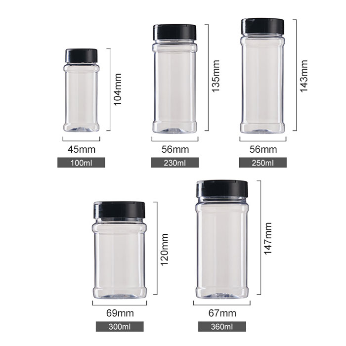 3.4oz/100ml Plastic Spice Bottles Set,Empty Seasoning Containers with Black Cap,Clear Reusable Containers Jars for Spice,Herbs,Powders,Glitters 3.4oz/100ml Plastic Spice Bottles Set,Empty Seasoning Containers with Black Cap,Clear Reusable Containers Jars for Spice,Herbs,Powders,Glitters