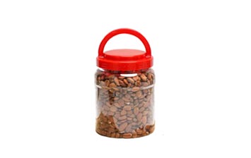 Bpa free clear empty 1L 2L large plastic pet food grade jar with handle lid