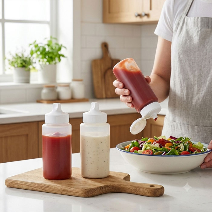 Condiment Squeeze Bottle for Sauces Wide Mouth, Plastic Squeeze Bottles for Condiments, Paint, Ketchup, Mustard, Oil, Resin, Baking, Cake Decorating, Cleaning, BPA Free-Food Grade