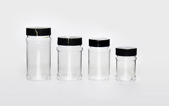 Custom label plastic spice jars bulk with black caps, Herbs and