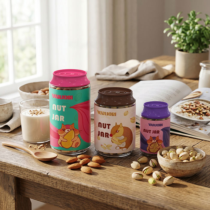 Wide Mouth Storage Containers with Screw-On Lids, Refillable BPA Free Empty PET can Jars for Dry Goods Peanut Cookies Candy Wide Mouth Storage Containers with Screw-On Lids, Refillable BPA Free Empty PET can Jars for Dry Goods Peanut Cookies Candy