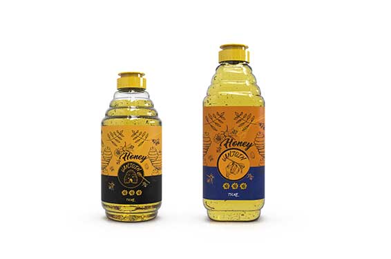 Wholesale PET 750ml plastic honey bottle with flip top cap