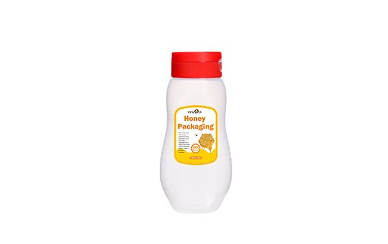 Food grade clear 330ml squeeze pet plastic honey bottles with flip top caps