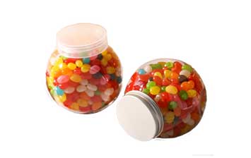 Food safety 16oz clear plastic candy jars with lids