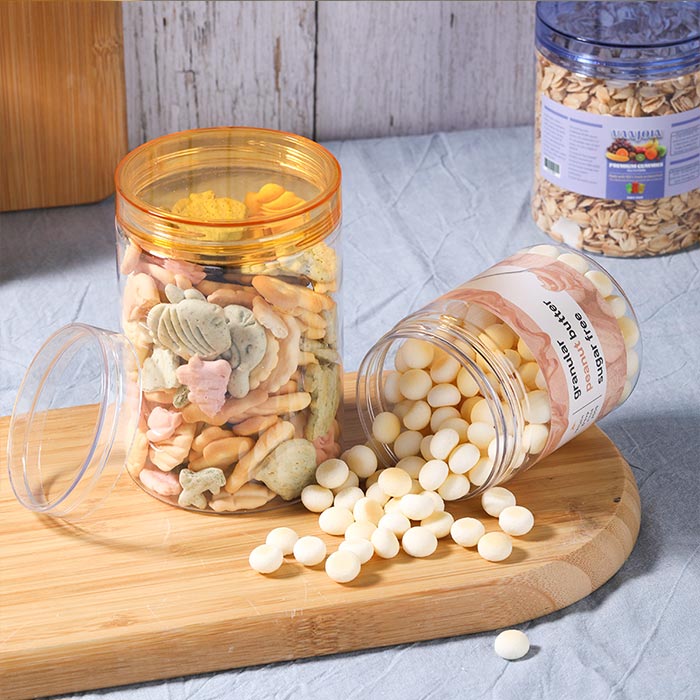 Plastic food Jars with Lids, 16 oz Plastic Containers with Lids Clear Airtight Container Storage Jar for Dry Food Peanut Butter Honey Jam Cosmetics