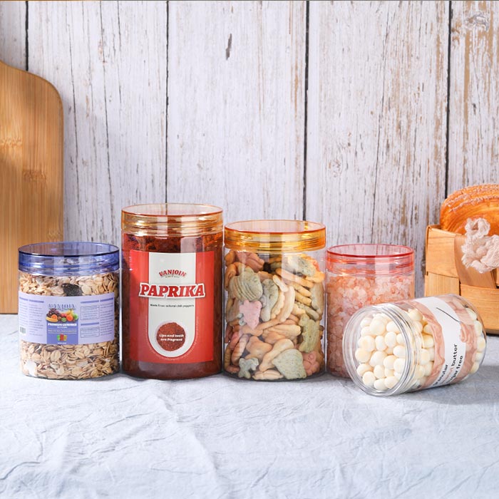 Plastic food Jars with Lids, 16 oz Plastic Containers with Lids Clear Airtight Container Storage Jar for Dry Food Peanut Butter Honey Jam Cosmetics