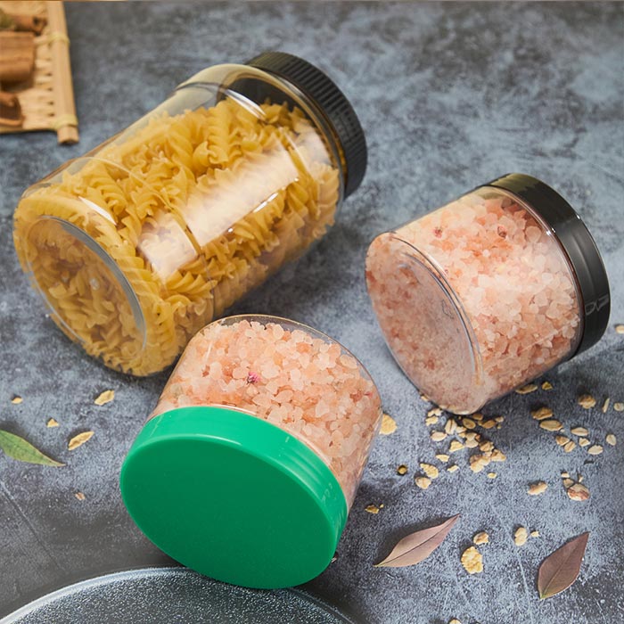 Clear Storage Container, Leakproof Plastic jars for kitchen, Empty Round Slime Container, Cosmetic Jars for Storing Dry Food, Peanut, Spice, Cookie, Candy