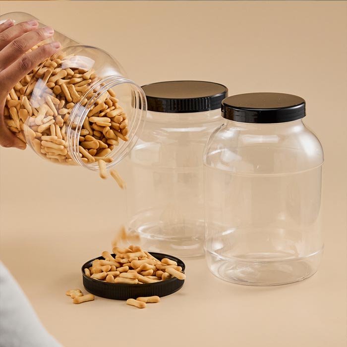 Large Plastic Storage Jars with Lids, Clear Kitchen Storage Containers Square/round Plastic Food Jar for Dry Food, Candy, Snack