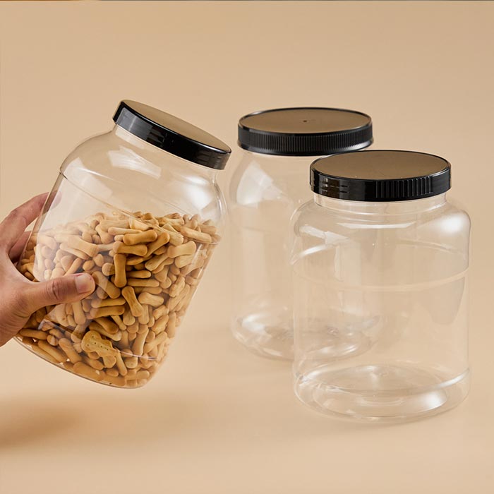 Large Plastic Storage Jars with Lids, Clear Kitchen Storage Containers Square/round Plastic Food Jar for Dry Food, Candy, Snack