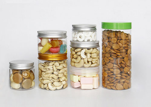 Wholesale  food grade 200ml 500ml Round plastic food jars with lids in bulk