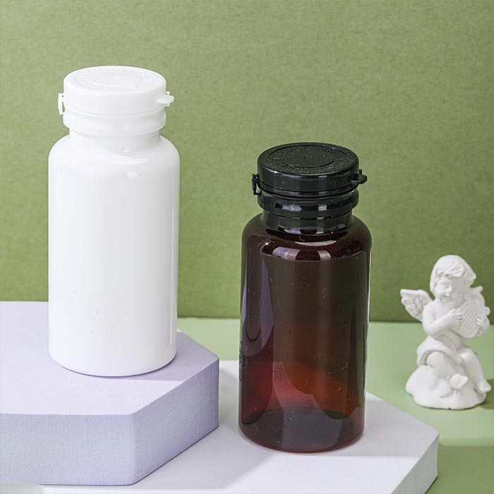 Amber Plastic Pill Bottles with Caps Wide Mouth Empty Medicine Containers Refillable Travel Size for Sample Dispensing and Pill Storage