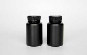 Black custom logo plastic medicine pill bottles with tamper proof caps