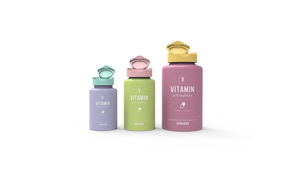 Empty Plastic Pill Bottle Organizer with Labels Medicine Vitamin Bottle Chemical Containers with Caps