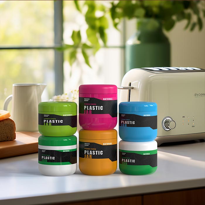 Small Airtight Plastic Jar for Beans Powder and Protein Powder Storage Wide Mouth Container Secure Lid