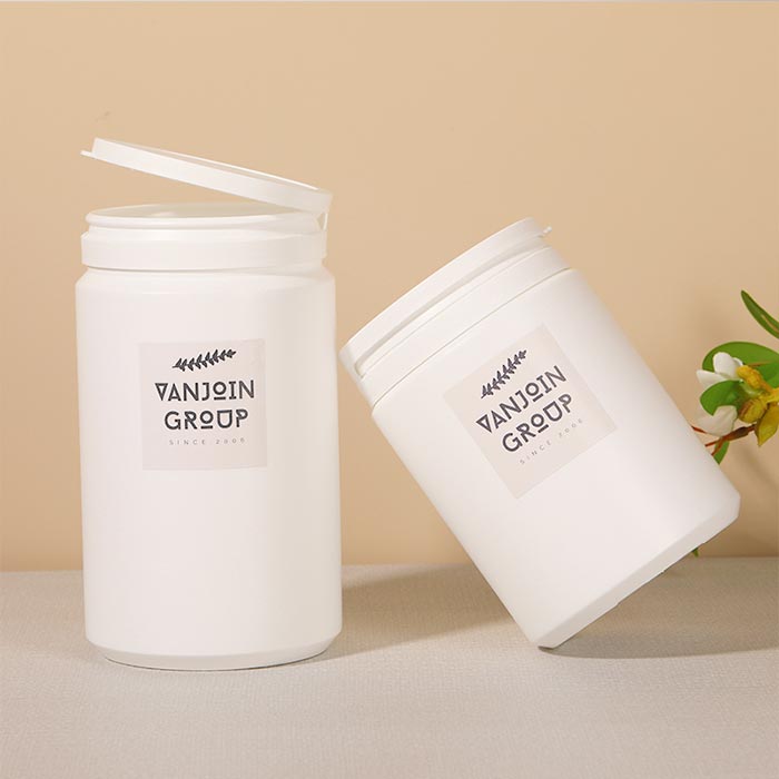 Customized 1000ml Food Grade HDPE Screw Cap Plain Round Plastic Jar for Supplement Nutrition Powder container
